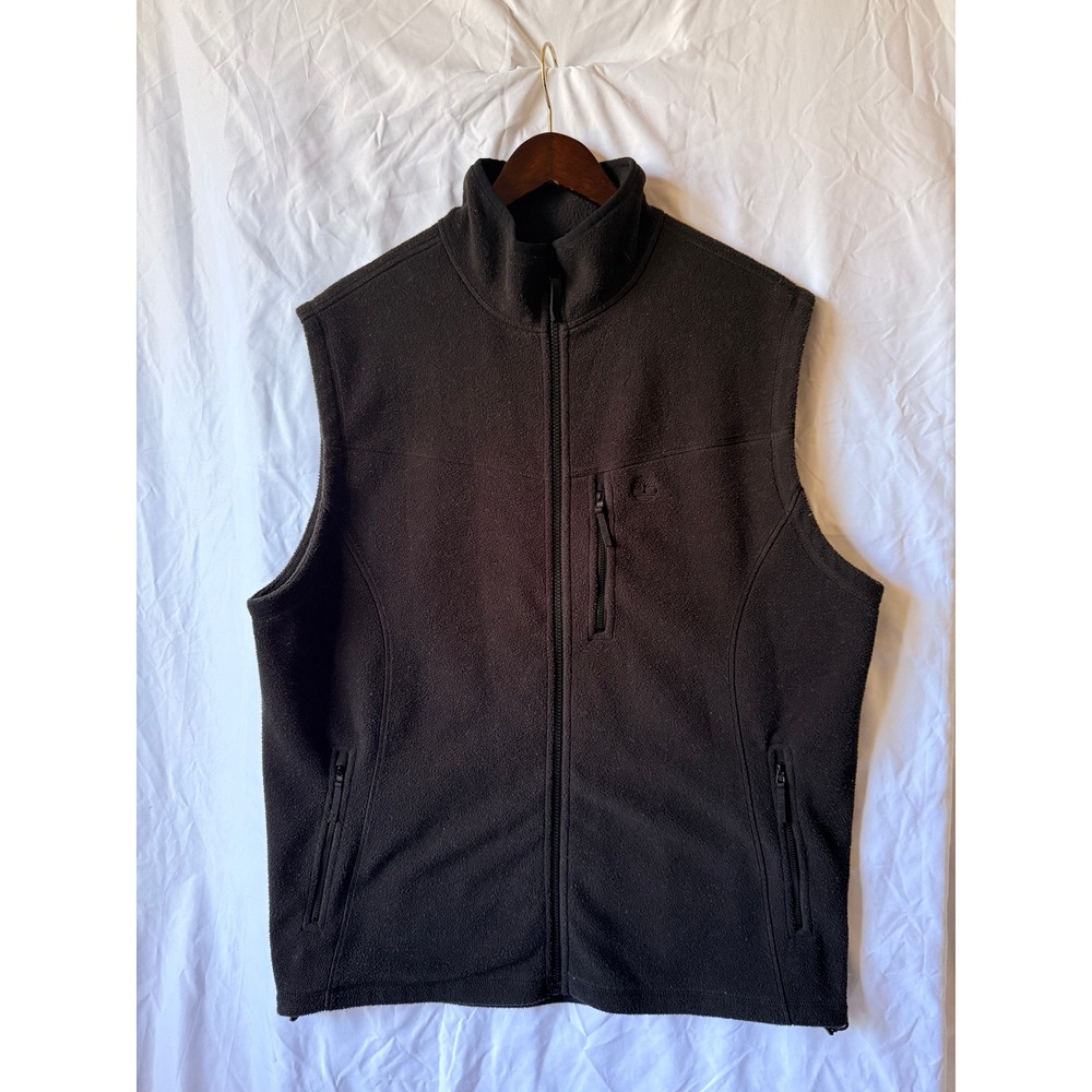 Timberland Mens Fleece Vest Large Brown Full Zip Sleeveless Jacket Regular Fit